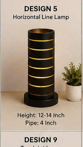 White Horizontal Line PVC Pipe Table Lamp | .